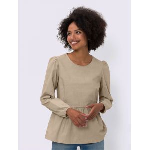 Chemisier à enfiler basque affinante - Linea Tesini - beige - Taille 48