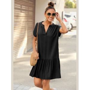 Robe chemisier courte à encolure en v - s.Oliver - noir - Taille 38