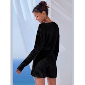 Pull en tricot ample avec encolure en v - French Connection - noir - Taille 40