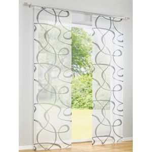 Panneau-rideaux rideaux coulissants modernes - helline home - blanc-gris - Taille 2