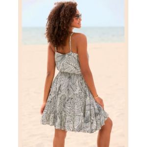 Robe d'été encolure en v dégagée - s.Oliver - crème-noir - Taille 46