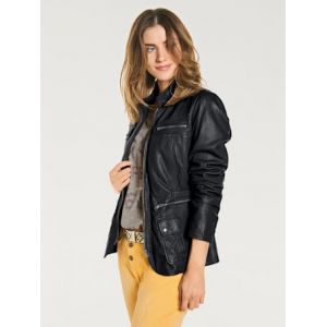 Veste en cuir cuir d'agneau souple - Linea Tesini - noir - Taille 50