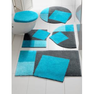 Tapis de bain 100% acrylique - helline home - turquoise-gris - Taille 6