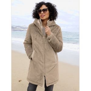 Manteau imitation fourrure imitation fourrure douce - Linea Tesini - beige - Taille 40