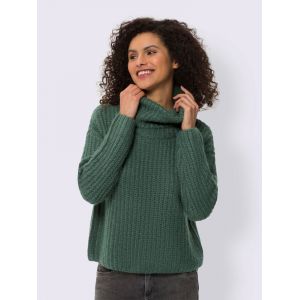 Pull &agrave; col roul&eacute; grand col roul&eacute; - Linea Tesini - vert mousse - Taille 36