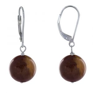 Boucles d'Oreilles Dormeuse Argent 925 et Perle Oeil de Tigre