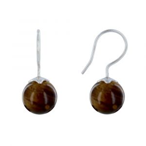 Boucles d'Oreilles Argent 925 Billes Oeil de Tigre