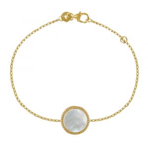 Bracelet Plaqué Or Rond de Nacre Ivoire
