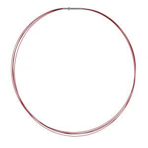 Collier 5 Câbles Fermoir Acier Argenté - Rouge