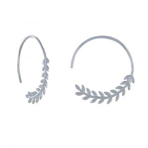 Boucles d'Oreilles Argent 925 Rhodié Créoles Laurier