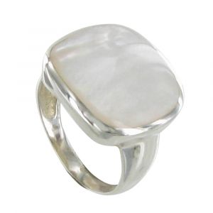 Bague Argent Pavé Carré de Nacre Ivoire