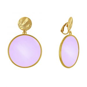 Boucles d'Oreilles Clip Métal Doré Cercle Coloré Translucide - Violet clair