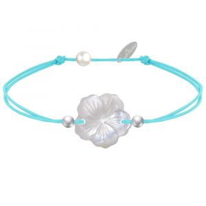 Bracelet Lien Fleur de Nacre Ivoire et Perles d'Argent 925 - Classics - Turquoise