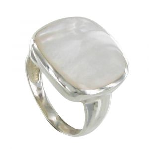 Bague Argent 925 Pavé Carré de Nacre Ivoire - taille 56