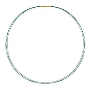 Collier 5 Câbles Fermoir Acier Doré - Bleu Vert