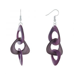 Boucles d'Oreilles Pétales Ajourées de Tagua Bicolore - Violet