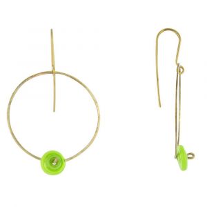 Boucles d'Oreilles Créoles en Laiton Pâte de Verre - Classics - Vert