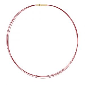 Collier 5 Câbles Fermoir Acier Doré - Rouge
