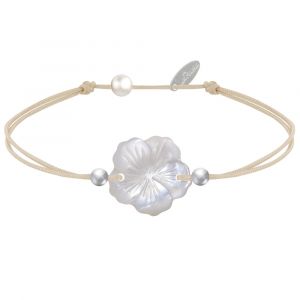 Bracelet Lien Fleur de Nacre Ivoire et Perles d'Argent 925 - Classics - Beige clair