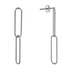 Boucles d'Oreilles Argent 925 Rhodié Deux Mailles Cheval