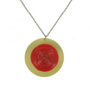 Collier Disque en Laiton et Pâte de Verre - Classics - Rouge