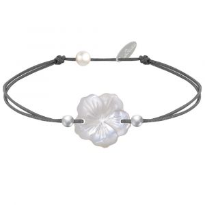 Bracelet Lien Fleur de Nacre Ivoire et Perles d'Argent 925 - Classics - Gris