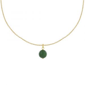 Collier Plaqué Or Pendentif Perle de Jade