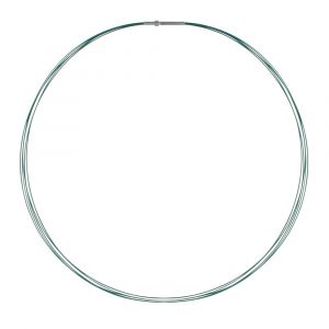 Collier 5 Câbles Fermoir Acier Argenté - Bleu Vert