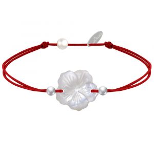 Bracelet Lien Fleur de Nacre Ivoire et Perles d'Argent 925 - Classics - Rouge