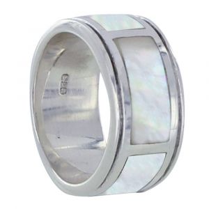 Bague Argent 925 Trois Rectangles de Nacre Ivoire - taille 50
