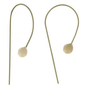 Boucles d'Oreilles Laiton Perle de Verre - Classics - Beige