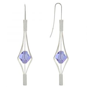 Boucles d'Oreilles Argent 925 Lanterne et Cristal - Grand Modèle - Violet clair