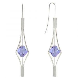 Boucles d'Oreilles Argent Lanterne et Cristal - Grand Modèle - Violet clair