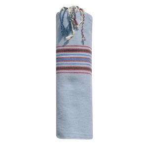 Fouta Drap Plage et Hammam Coton Madras Bleu Ciel 100 x 200cm