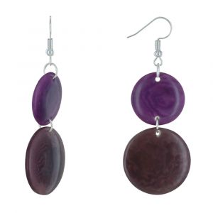Boucles d'Oreilles Deux Pastilles de Tagua Bicolore - Violet