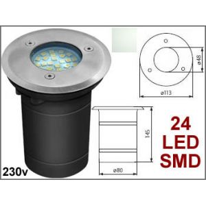 Spot encastrable ext&eacute;rieur &eacute;tanche GU10 IP 67 Aluminium 3w LED SMD blanc lumi&egrave;re du jour 120&deg; 230v 240v rond pour sol de terrasse , jardin et plage de piscine avec double presse &eacute;toupe