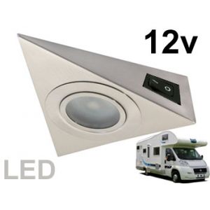 Spot triangle 12v 2.5w LED haute luminosité 300lm blanc lumière du jour spécial cuisine de camping car, caravane, bateaux.