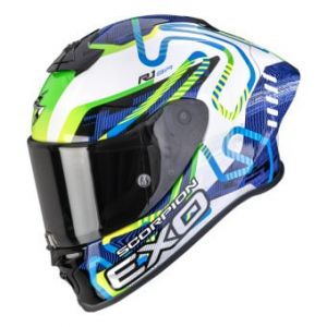 Casques int&eacute;graux Exo R1 Evo II Air Cornering White Blue Green