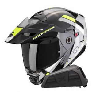 Casques modulables ADX-2 Galane Grey Black Neon Yellow + Kit bluetooth Exo-Com Link-1 Solo