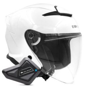Casques Jet RX31-Jet Shiny White + Kit Bluetooth BT Mini