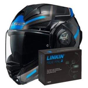 Casques modulables Advant X Spectrum Black Titanium Blue FF901 + Linkin Ride Pal III