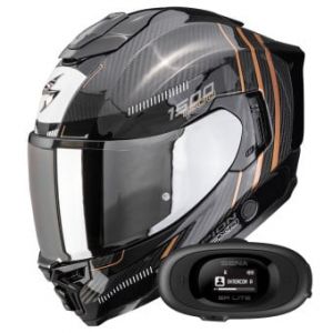 Casques int&eacute;graux Exo 1500 Carbon Air Zity Black Copper + Kit bluetooth 5R Lite Solo