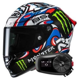 Casques int&eacute;graux RPHA 1 V2 Carbon Quartararo Le Mans 3 MC25 + Kit Bluetooth 5S Solo