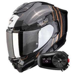 Casques int&eacute;graux Exo 1500 Carbon Air Zity Black Copper + Kit Bluetooth 5S Solo
