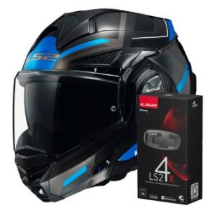 Casques modulables Advant X Spectrum Black Titanium Blue FF901 + Kit Bluetooth 4X Cardo