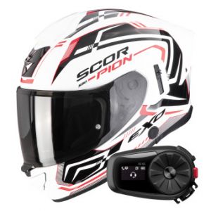 Casques int&eacute;graux Exo 530 Air Slope White Black Red + Kit Bluetooth 5S Solo