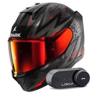 Casques intégraux D-Skwal 3 Blast-R Mat KAR + Kit Bluetooth Lokui K30