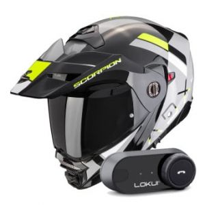 Casques modulables ADX-2 Galane Grey Black Neon Yellow + Kit Bluetooth Lokui K30