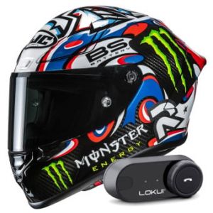 Casques int&eacute;graux RPHA 1 V2 Carbon Quartararo Le Mans 3 MC25 + Kit Bluetooth Lokui K30