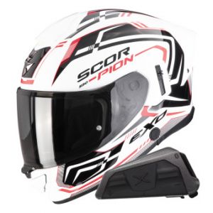 Casques int&eacute;graux Exo 530 Air Slope White Black Red + Kit bluetooth Exo-Com Link-1